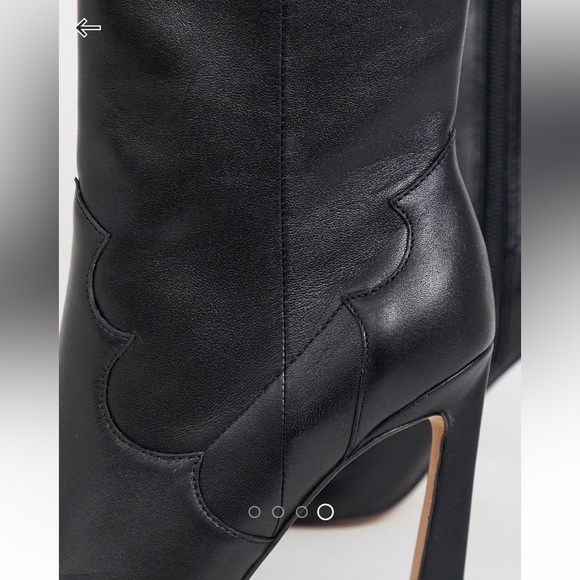 Ebony leather western high heel boots - Picture 5 of 8